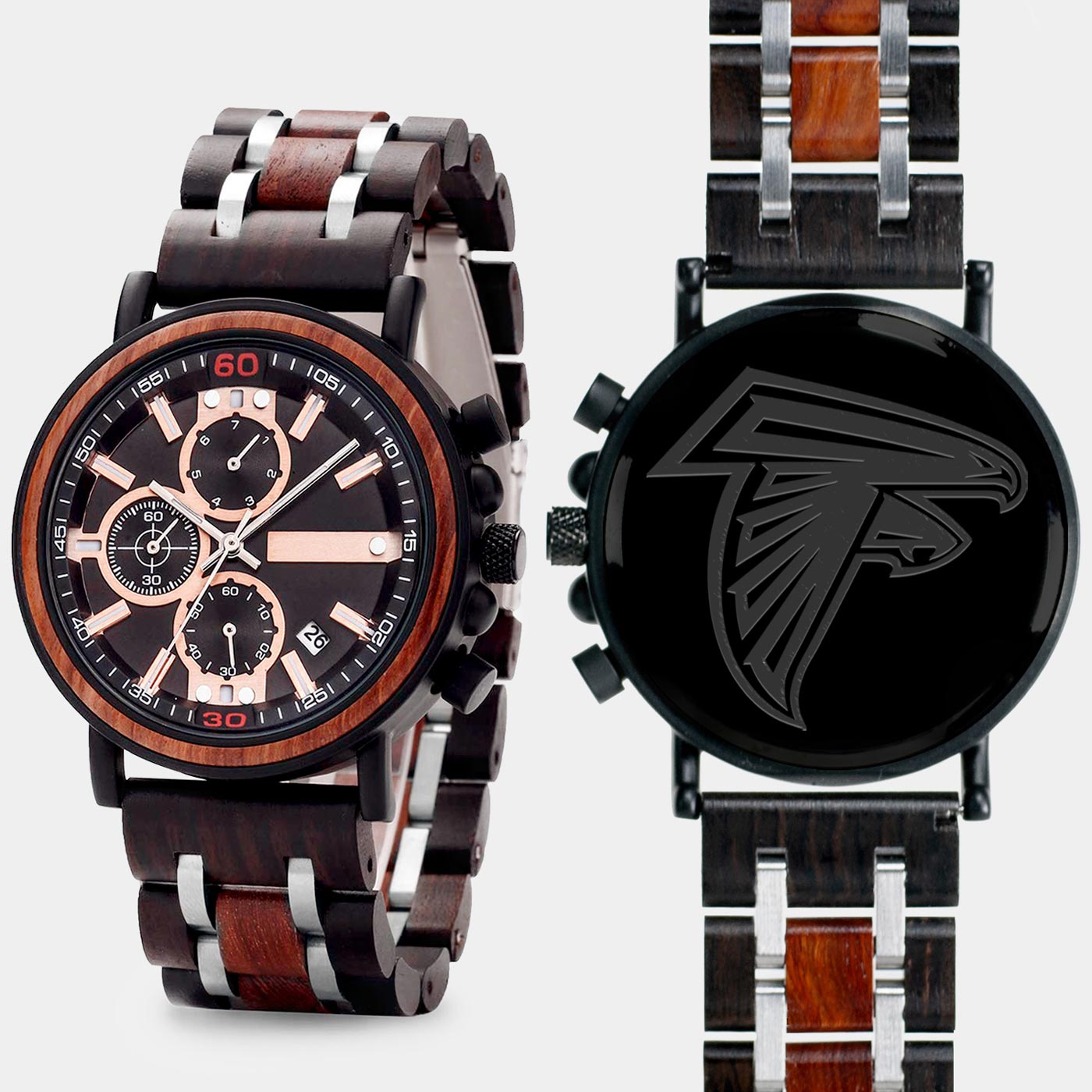 Atlanta Falcons Wood Wristwatch - Custom Falcons Watch - Falcons Birthday Gift for Him - 2022 Falcons Christmas Gifts