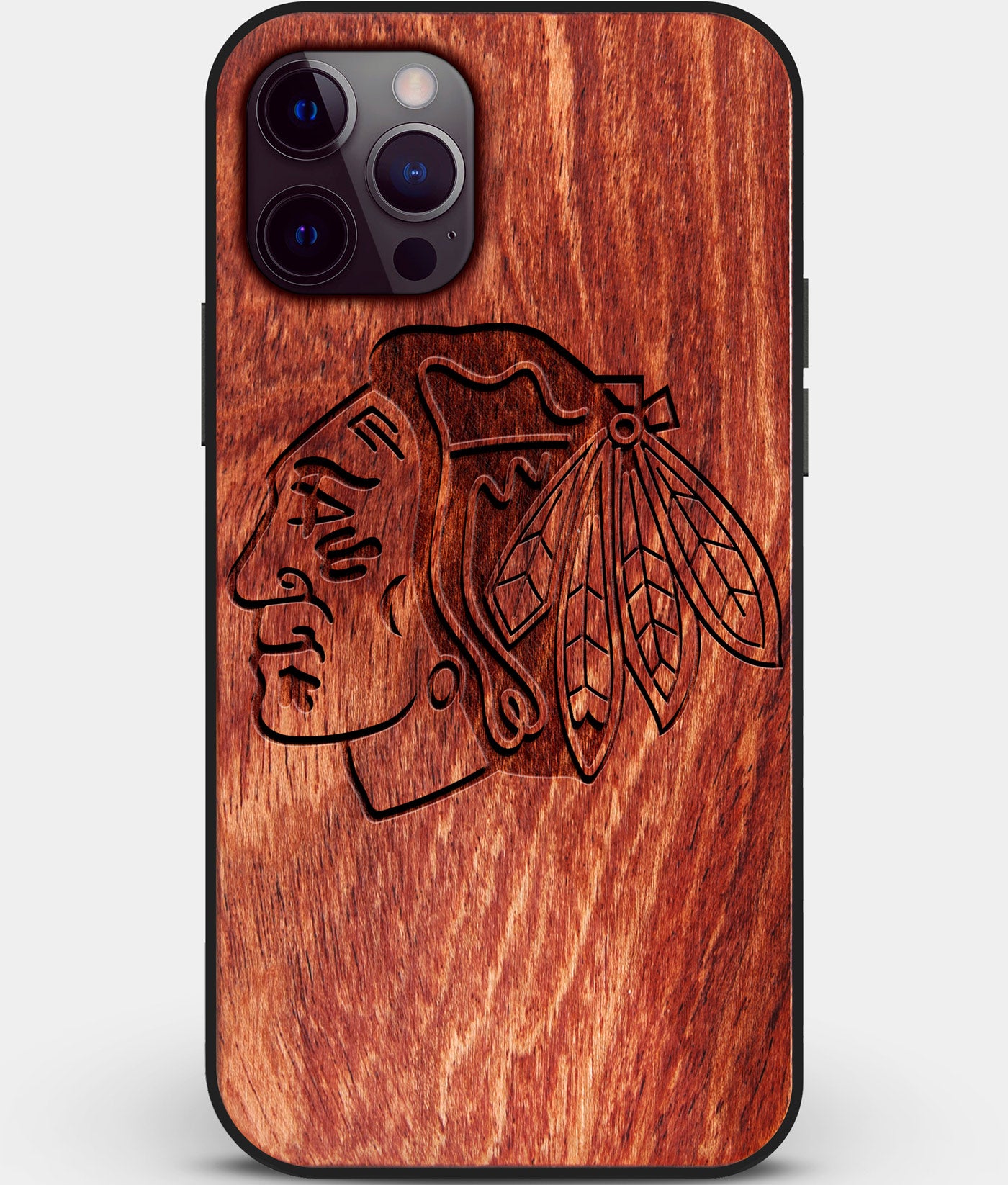 Wood Chicago Blackhawks iPhone 12 Pro Max Case, Custom Mahogany Wood Chicago  Blackhawks Cover