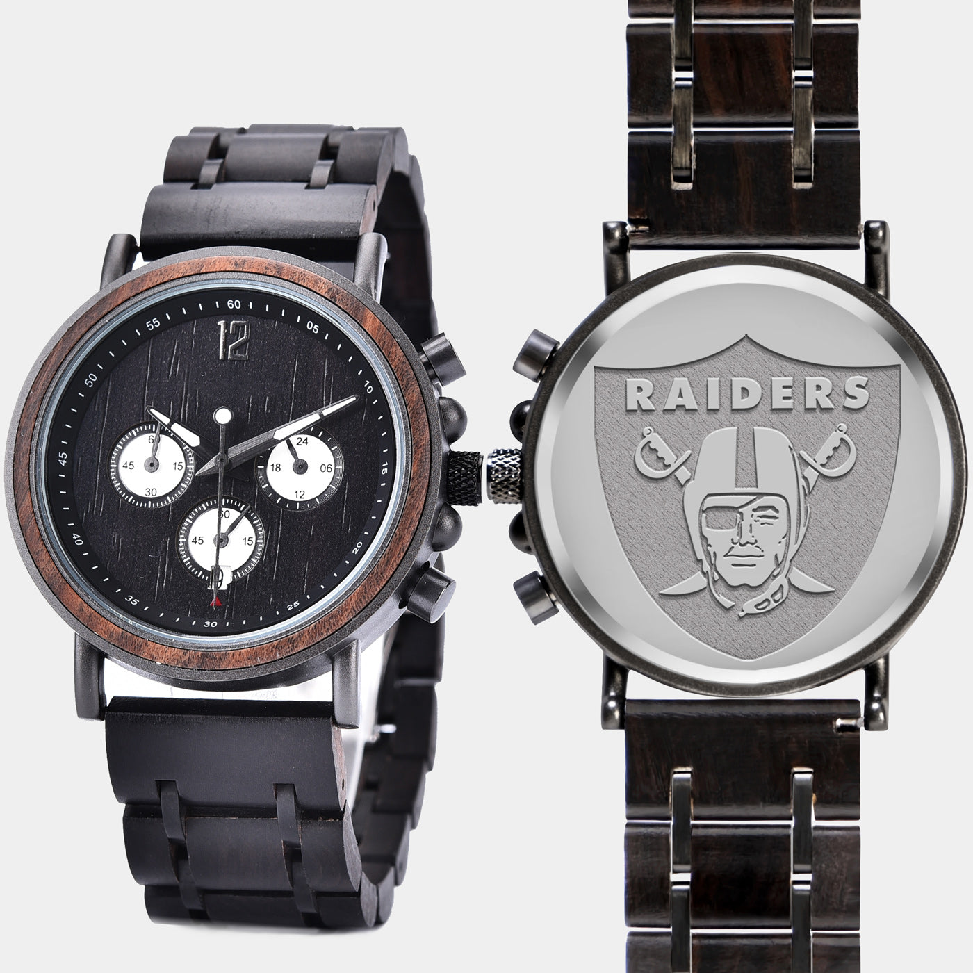 Las Vegas Raiders Chronograph Wood Watch - Raiders Gifts for Men - Raiders Gifts for Dad - Personalized Raiders Gifts - Raiders Gifts for Him
