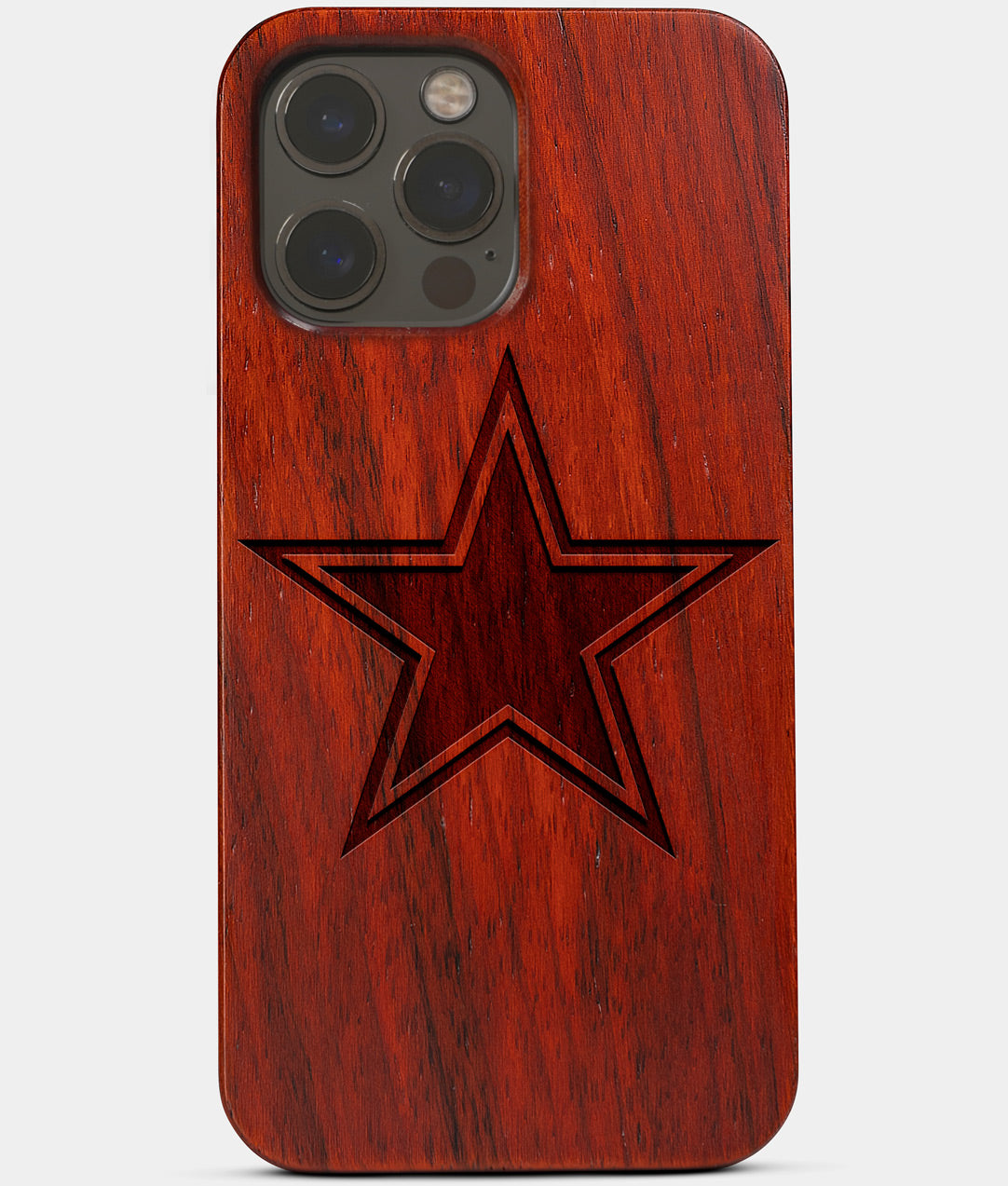 Wood Dallas Cowboys iPhone 13 Pro Max Case | Custom Dallas Cowboys Gift |  Mahogany Wood Cover