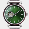 AlderWood Mens Green Face Watch - Automatic Wood Watch - Custom Wood Watch For Men - Men's Green Dial Watches - Mens Green Face Watch Silver Strap - Ecofriendly Custom Anniversary Gift - Sustainable Groomsmen Gifts Custom Personalized Watch For Men Birthday. Holiday 2023 Gifts For Men, Luxury Wood Watches Best Custom Watch For Husband, Boyfriend, Groom, Groomsmen, and More