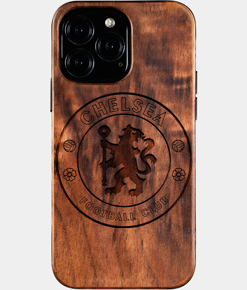 Custom Chelsea F.C. iPhone 16/16 Pro/16 Pro Max/16 Plus Case - Wood Chelsea FC Cover - Eco-friendly Chelsea FC iPhone 16 Case - Carved Wood Custom Chelsea FC Gift For Him - Monogrammed Personalized iPhone 16 Cover By Engraved In Nature