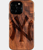 Custom Classic New York Yankees iPhone 16/16 Pro/16 Pro Max/16 Plus Case - Wood Yankees Cover - Eco-friendly New York Yankees iPhone 16 Case - Carved Wood Custom New York Yankees Gift For Him - Monogrammed Personalized iPhone 16 Cover By Engraved In Nature