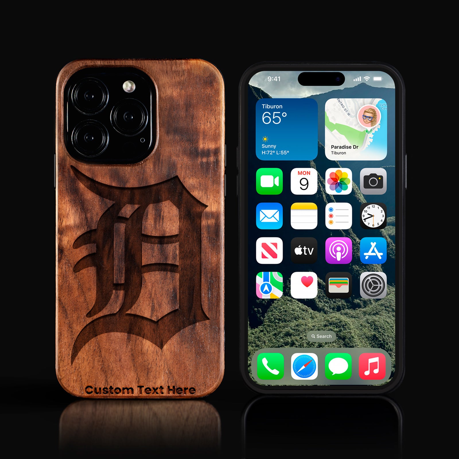 Custom Detroit Tigers iPhone 16/16 Pro/16 Pro Max/16 Plus Case - Carved Wood Tigers Cover