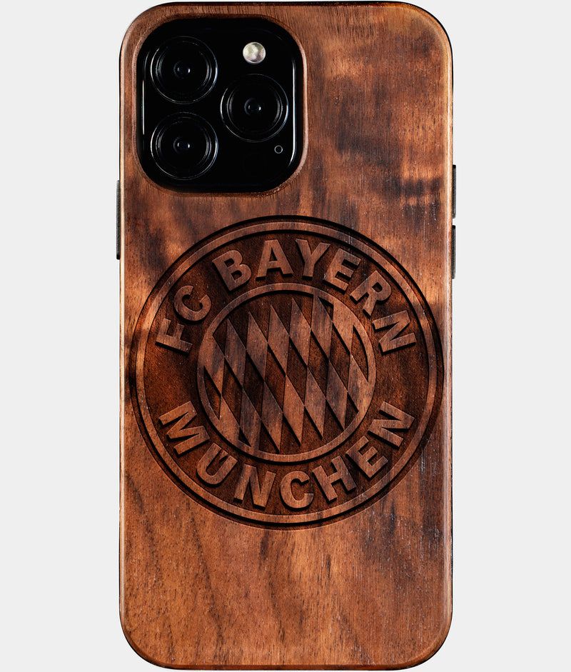 Custom FC Bayern iPhone 16/16 Pro/16 Pro Max/16 Plus Case - Wood FC Bayern Cover - Eco-friendly FC Bayern iPhone 16 Case - Carved Wood Custom FC Bayern Gift For Him - Monogrammed Personalized iPhone 16 Cover By Engraved In Nature