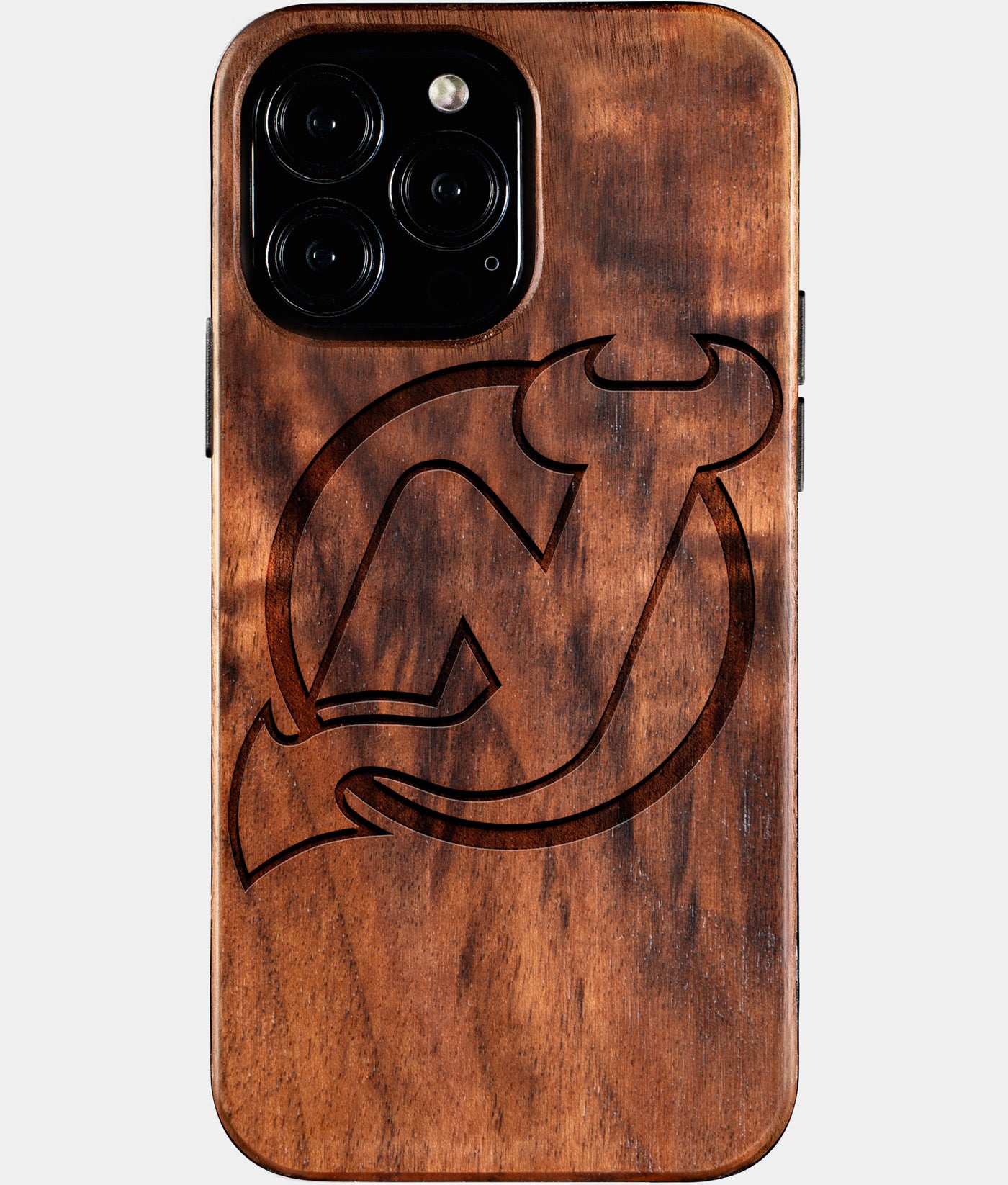 Custom New Jersey Devils iPhone 16/16 Pro/16 Pro Max/16 Plus Case - Carved Wood Devils Cover - Eco-friendly New Jersey Devils iPhone 16 Case - Custom New Jersey Devils Gift For Him - Personalized Gifts For Fan, Sports Fan Christmas Gifts and Birthday Gift - iPhone 16 Cover By Engraved In Nature