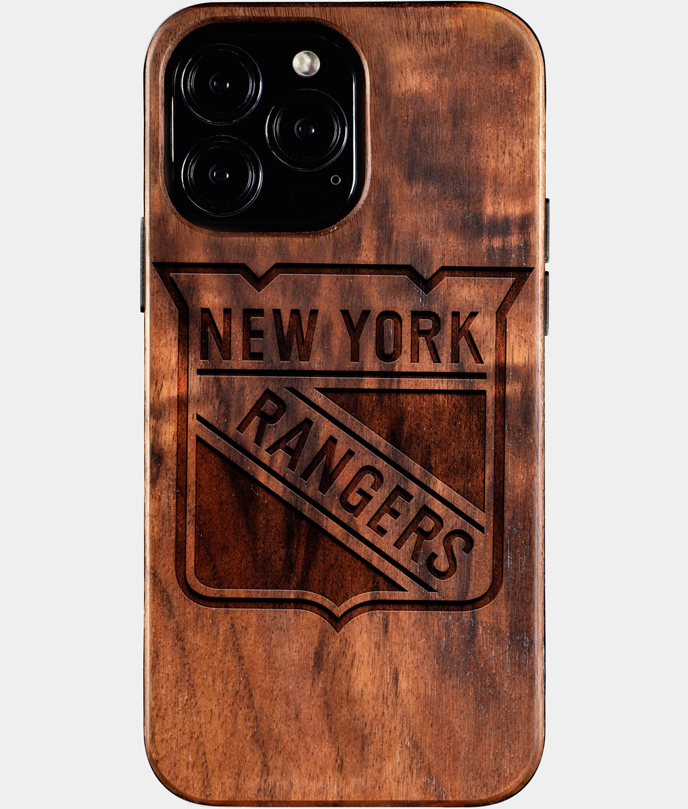 Custom New York Rangers iPhone 16/16 Pro/16 Pro Max/16 Plus Case - Carved Wood Rangers Cover - Eco-friendly New York Rangers iPhone 16 Case - Custom New York Rangers Gift For Him - Personalized Gifts For Fan, Sports Fan Christmas Gifts and Birthday Gift - iPhone 16 Cover By Engraved In Nature