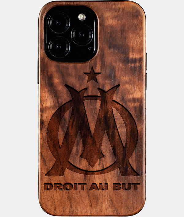 Custom Olympique De Marseille iPhone 16/16 Pro/16 Pro Max/16 Plus Case - Wood Olympique De Marseille Cover - Eco-friendly Olympique De Marseille iPhone 16 Case - Carved Wood Custom Olympique De Marseille Gift For Him - Monogrammed Personalized iPhone 16 Cover By Engraved In Nature