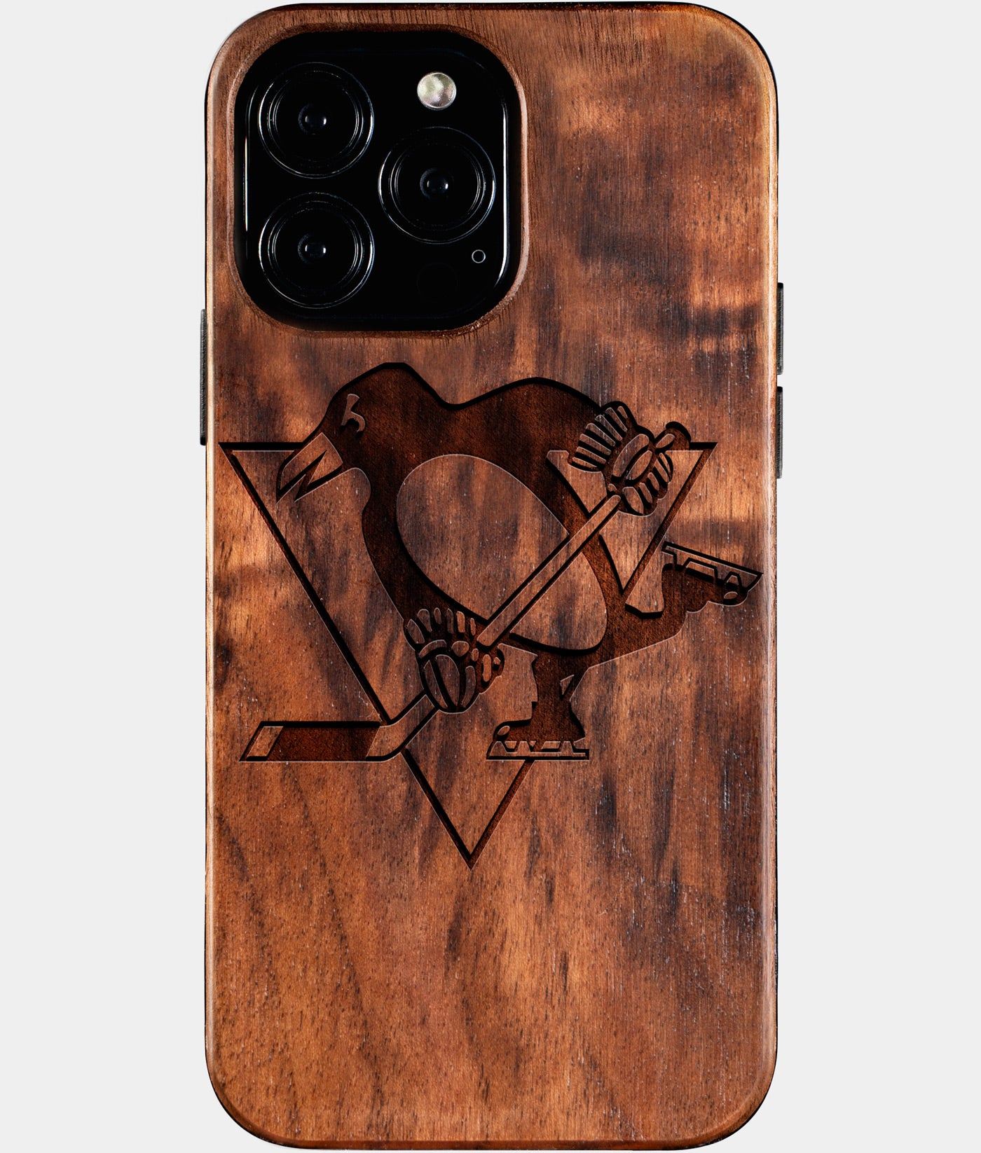 Custom Pittsburgh Penguins iPhone 16/16 Pro/16 Pro Max/16 Plus Case - Carved Wood Penguins Cover - Eco-friendly Pittsburgh Penguins iPhone 16 Case - Custom Pittsburgh Penguins Gift For Him - Personalized Gifts For Fan, Sports Fan Christmas Gifts and Birthday Gift - iPhone 16 Cover By Engraved In Nature