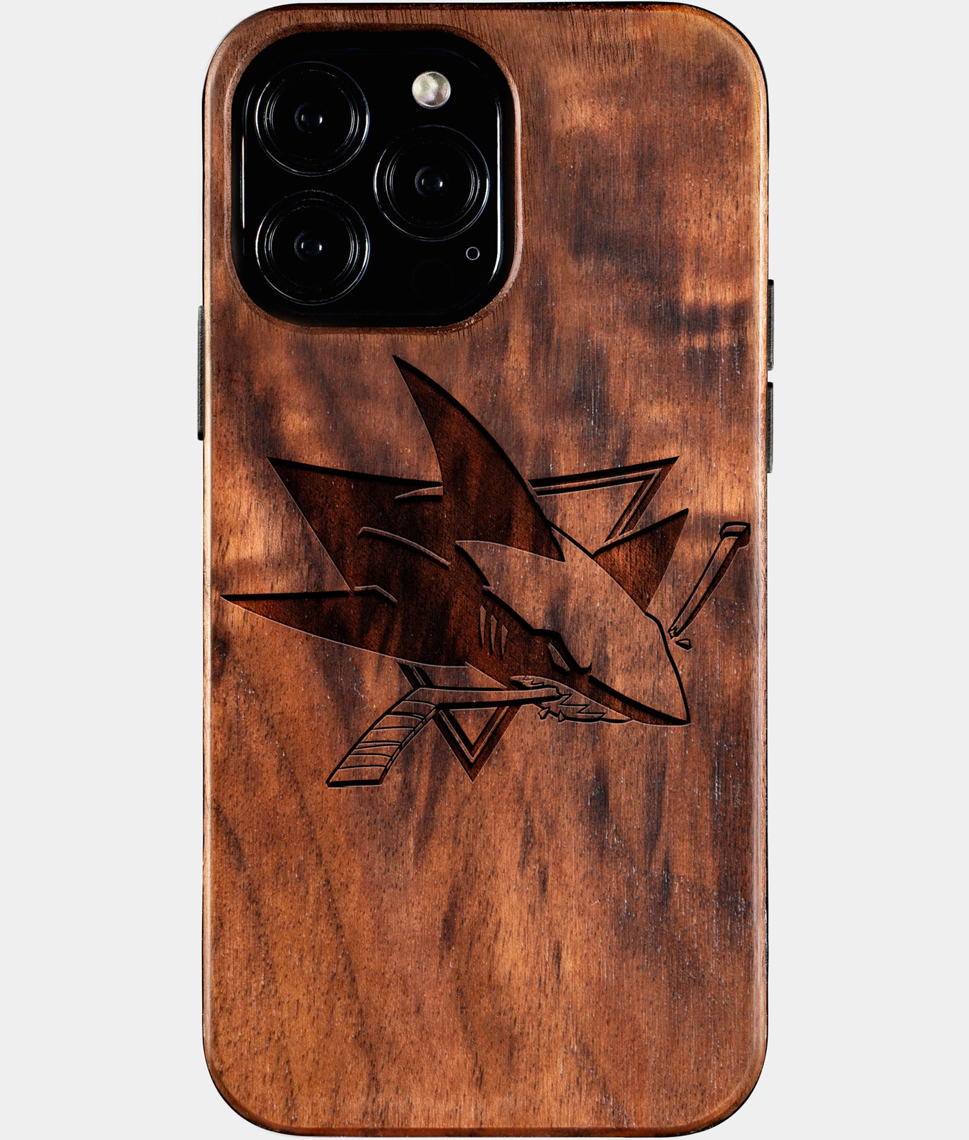 Custom San Jose Sharks iPhone 16/16 Pro/16 Pro Max/16 Plus Case - Carved Wood Sharks Cover - Eco-friendly San Jose Sharks iPhone 16 Case - Custom San Jose Sharks Gift For Him - Personalized Gifts For Fan, Sports Fan Christmas Gifts and Birthday Gift - iPhone 16 Cover By Engraved In Nature