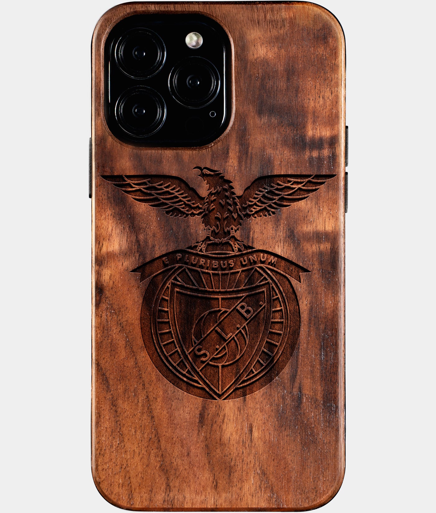 Custom S.L. Benfica iPhone 16/16 Pro/16 Pro Max/16 Plus Case - Wood S.L. Benfica Cover - Eco-friendly Sl Benfica iPhone 16 Case - Carved Wood Custom Sl Benfica Gift For Him - Monogrammed Personalized iPhone 16 Cover By Engraved In Nature