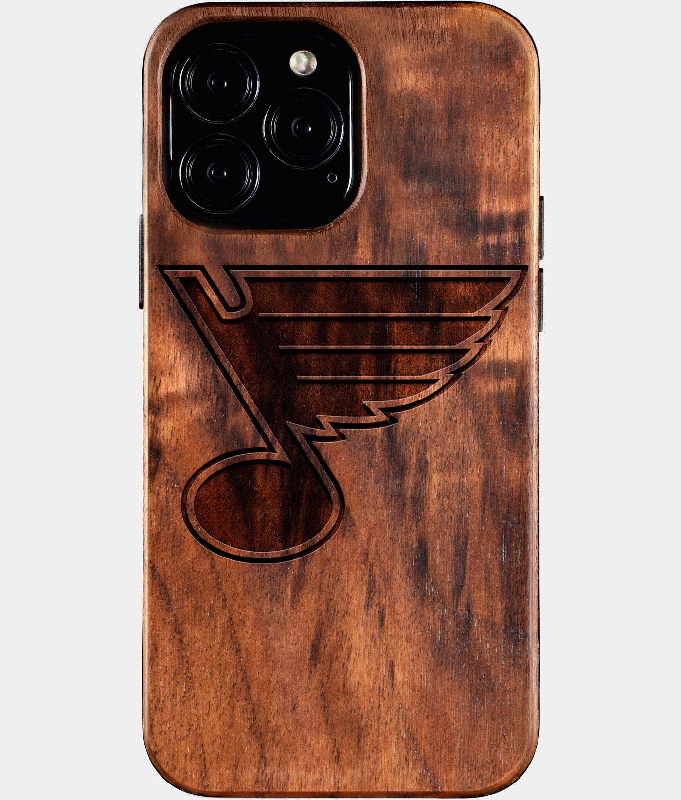 Custom St Louis Blues iPhone 16/16 Pro/16 Pro Max/16 Plus Case - Carved Wood St Louis Blues Cover - Eco-friendly St Louis Blues iPhone 16 Case - Custom St Louis Blues Gift For Him - Personalized Gifts For Fan, Sports Fan Christmas Gifts and Birthday Gift - iPhone 16 Cover By Engraved In Nature