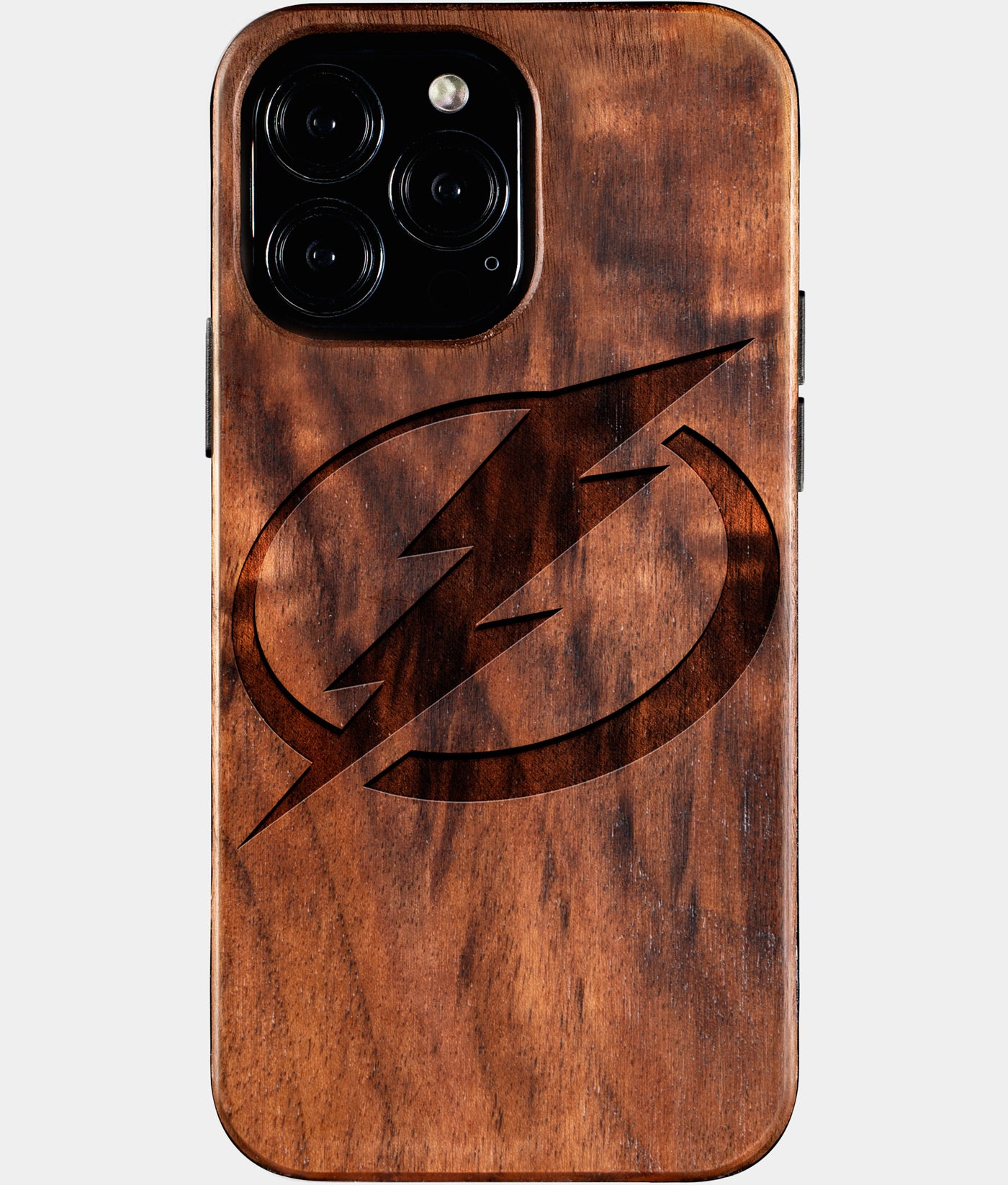 Custom Tampa Bay Lightning iPhone 16/16 Pro/16 Pro Max/16 Plus Case - Carved Wood Lightning Covers - Eco-friendly Tampa Bay Lightning iPhone 16 Case - Custom Tampa Bay Lightning Gift For Him - Personalized Gifts For Fan, Sports Fan Christmas Gifts and Birthday Gift - iPhone 16 Cover By Engraved In Nature