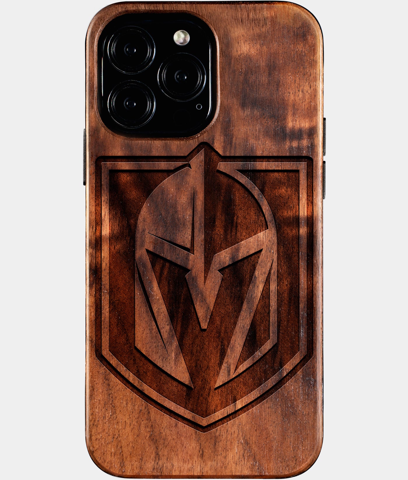 Custom Vegas Golden Knights iPhone 16/16 Pro/16 Pro Max/16 Plus Case - Carved Wood Golden Knights Cover - Eco-friendly Vegas Golden Knights iPhone 16 Case - Custom Vegas Golden Knights Gift For Him - Personalized Gifts For Fan, Sports Fan Christmas Gifts and Birthday Gift - iPhone 16 Cover By Engraved In Nature