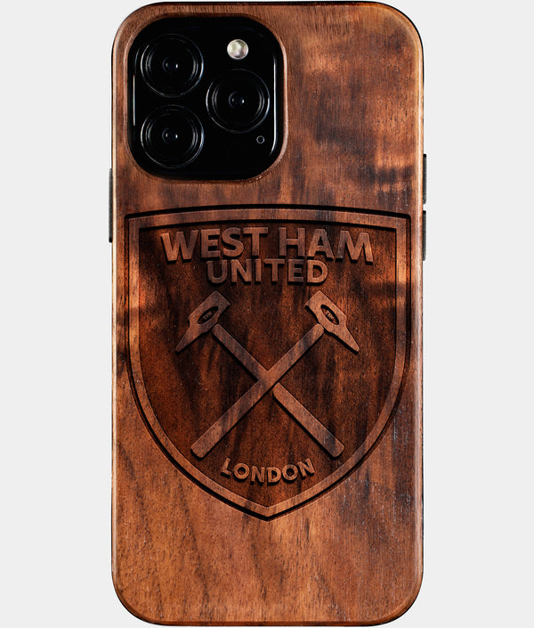 Custom West Ham United F.C. iPhone 16/16 Pro/16 Pro Max/16 Plus Case - Wood West Ham United FC Cover - Eco-friendly West Ham United FC iPhone 16 Case - Carved Wood Custom West Ham United FC Gift For Him - Monogrammed Personalized iPhone 16 Cover By Engraved In Nature