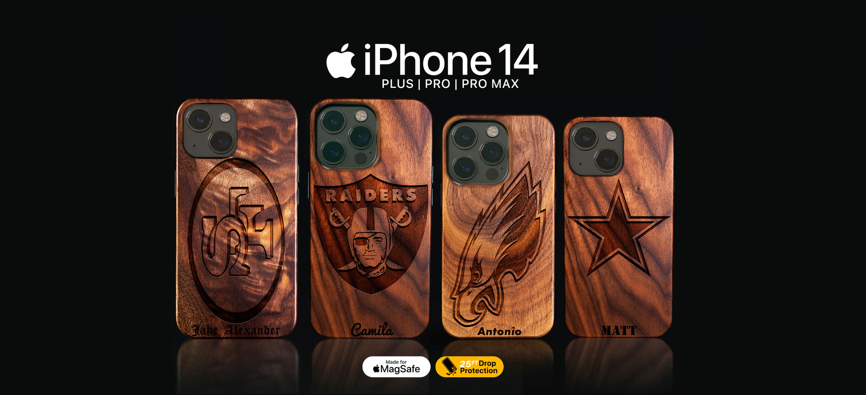 Walnut Wood Las Vegas Raiders iPhone 13 Mini Case - MagSafe