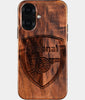 Eco-friendly Arsenal FC iPhone 16 Case - Carved Wood Custom Arsenal FC Gift For Him - Monogrammed Personalized iPhone 16 Cover By Engraved In Nature