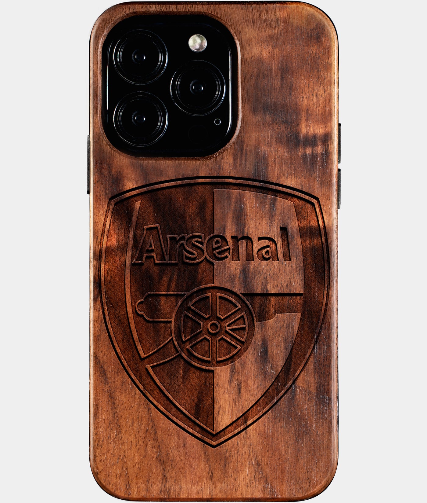 Eco-friendly Arsenal FC iPhone 16 Pro Case - Carved Wood Custom Arsenal FC Gift For Him - Monogrammed Personalized iPhone 16 Pro Cover By Engraved In Nature