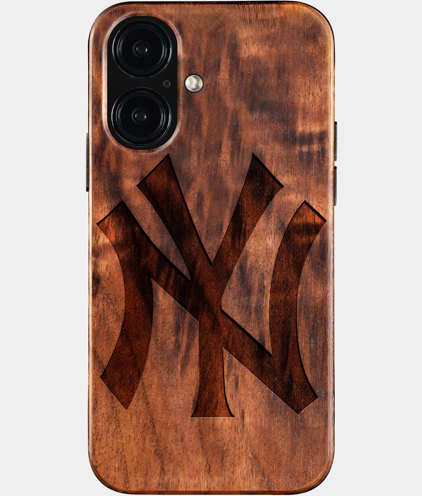 Eco-friendly Classic New York Yankees iPhone 16 Case - Carved Wood Custom New York Yankees Gift For Him - Monogrammed Personalized iPhone 16 Cover By Engraved In Nature