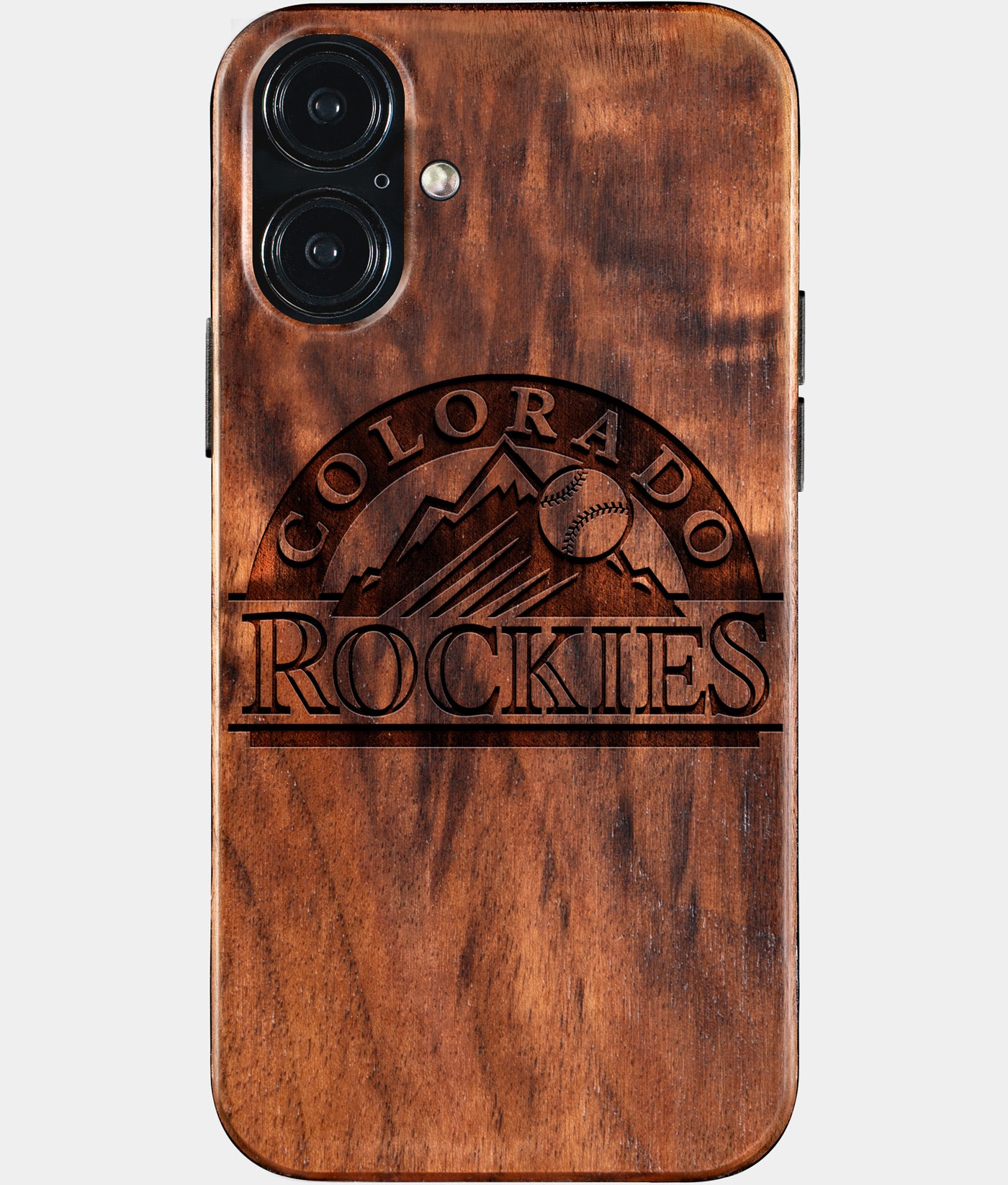 Eco-friendly Colorado Rockies iPhone 16 Plus Case - Carved Wood Custom Colorado Rockies Gift For Him - Monogrammed Personalized iPhone 16 Plus Cover By Engraved In Nature