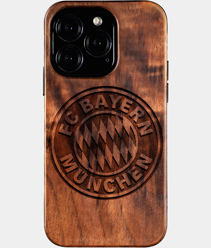 Eco-friendly FC Bayern iPhone 16 Pro Case - Carved Wood Custom FC Bayern Gift For Him - Monogrammed Personalized iPhone 16 Pro Cover By Engraved In Nature