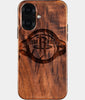 Eco-friendly Houston Rockets iPhone 16 Case - Carved Wood Custom Houston Rockets Gift For Him - Monogrammed Personalized iPhone 16 Cover By Engraved In Nature