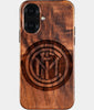 Eco-friendly Inter Milan FC iPhone 16 Case - Carved Wood Custom Inter Milan FC Gift For Him - Monogrammed Personalized iPhone 16 Cover By Engraved In Nature