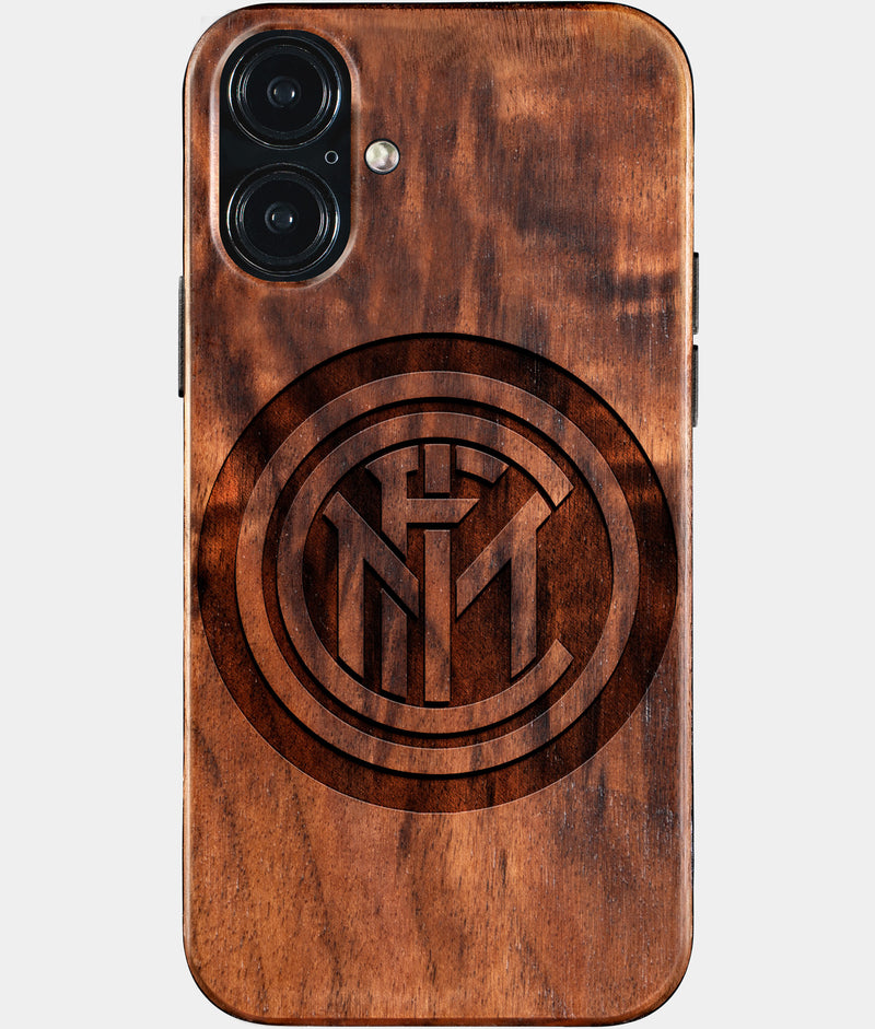 Eco-friendly Inter Milan FC iPhone 16 Plus Case - Carved Wood Custom Inter Milan FC Gift For Him - Monogrammed Personalized iPhone 16 Plus Cover By Engraved In Nature