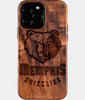 Eco-friendly Memphis Grizzlies iPhone 16 Pro Max Case - Carved Wood Custom Memphis Grizzlies Gift For Him - Monogrammed Personalized iPhone 16 Pro Max Cover By Engraved In Nature