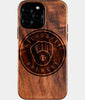 Eco-friendly Milwaukee Brewers iPhone 16 Pro Max Case - Carved Wood Custom Milwaukee Brewers Gift For Him - Monogrammed Personalized iPhone 16 Pro Max Cover By Engraved In Nature