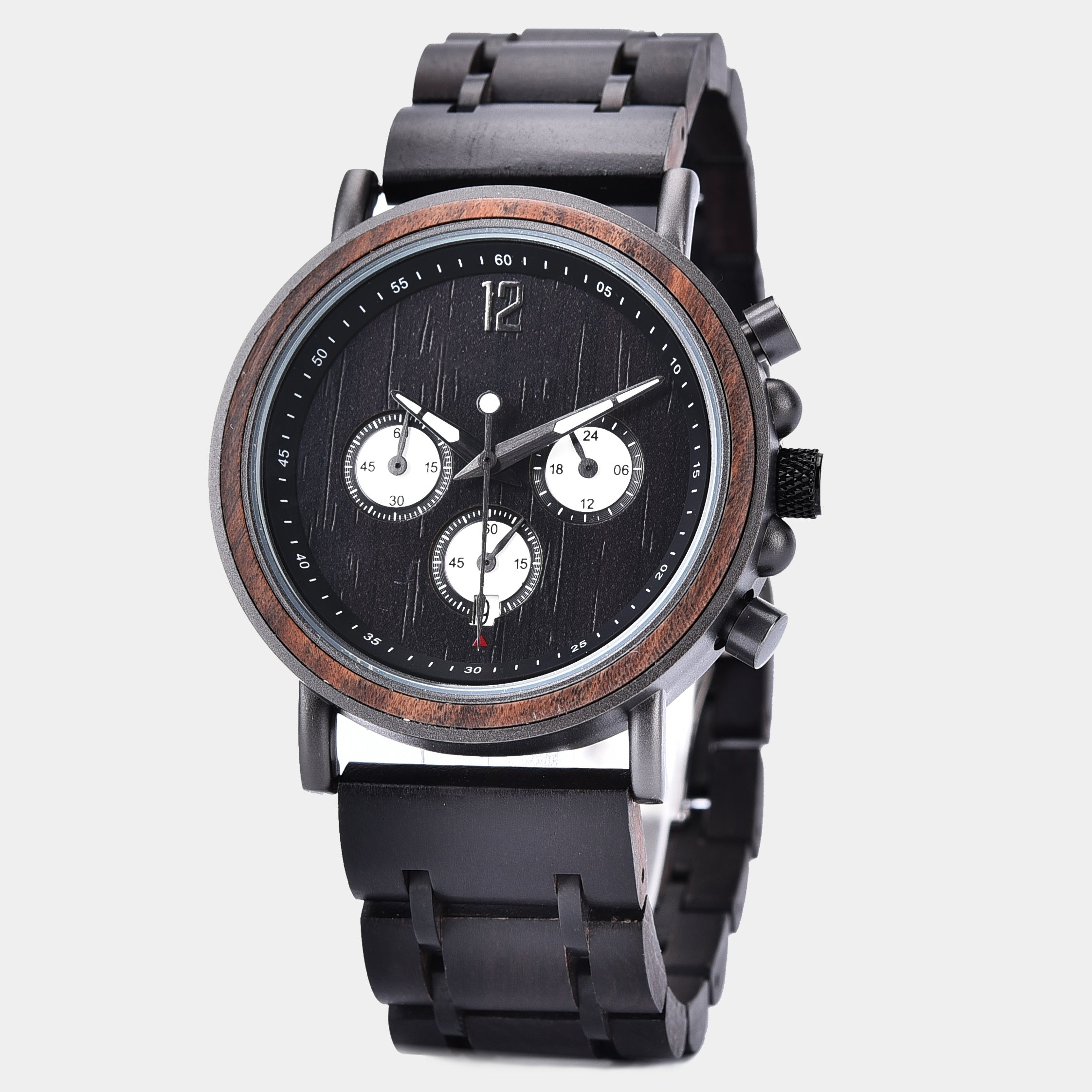 Angeles Forest Black Walnut | Custom Chronograph Wood Watch For Men