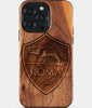 Custom A.S. Roma iPhone 15/15 Pro/15 Pro Max/15 Plus Case - Wood A.S. Roma Cover - Eco-friendly AS Roma iPhone 15 Case - Carved Wood Custom AS Roma Gift For Him - Monogrammed Personalized iPhone 15 Cover By Engraved In Nature