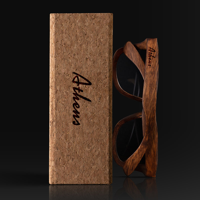 Athens Georgia III Wood Sunglasses with custom engraving. Custom Athens Georgia III Gifts For Men -  Sustainable Athens Georgia III eco friendly products - Personalized Athens Georgia III Birthday Gifts - Unique Athens Georgia III travel Souvenirs and gift shops. Athens Georgia III Wayfarer Eyewear and Shades wiith Box