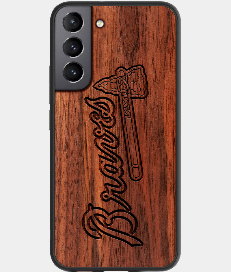 Best Wood Atlanta Braves Galaxy S22 Case - Custom Engraved Cover - Engraved In Nature