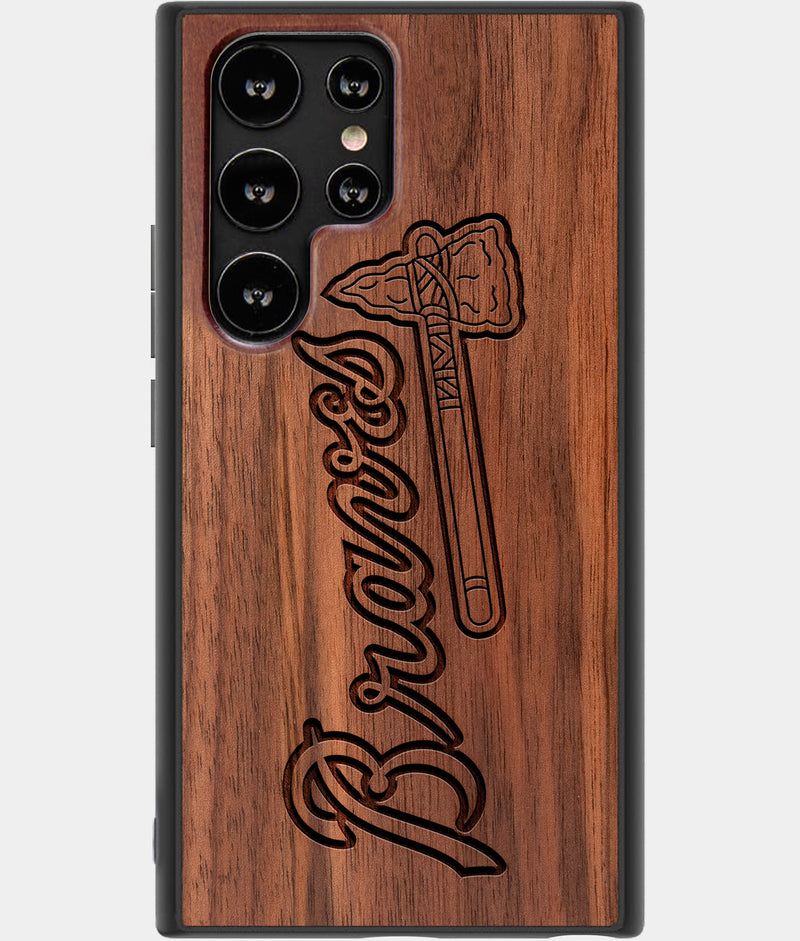 Best Wood Atlanta Braves Samsung Galaxy S22 Ultra Case - Custom Engraved Cover - Engraved In Nature