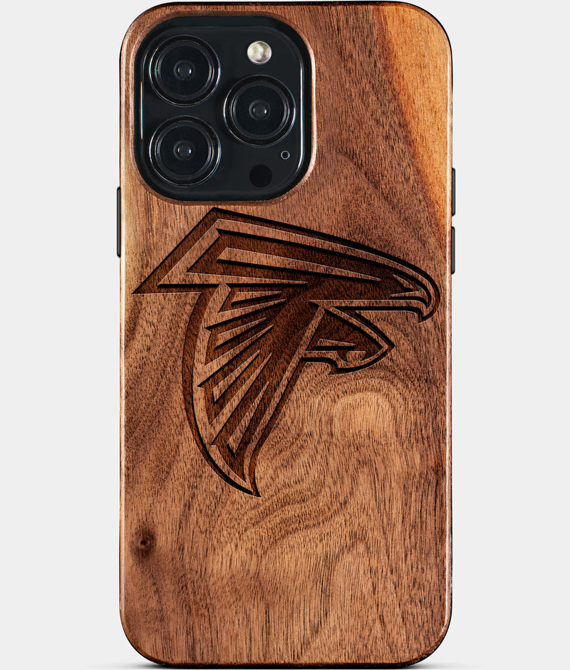 Custom Atlanta Falcons iPhone 15/15 Pro/15 Pro Max/15 Plus Case - Wood Falcons Cover - Eco-friendly Atlanta Falcons iPhone 15 Case - Carved Wood Custom Atlanta Falcons Gift For Him - Monogrammed Personalized iPhone 15 Cover By Engraved In Nature