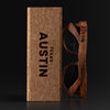 Austin Texas Wood Sunglasses with custom engraving. Custom Austin Texas Gifts For Men -  Sustainable Austin Texas eco friendly products - Personalized Austin Texas Birthday Gifts - Unique Austin Texas travel Souvenirs and gift shops. Austin Texas Wayfarer Eyewear and Shades wiith Box