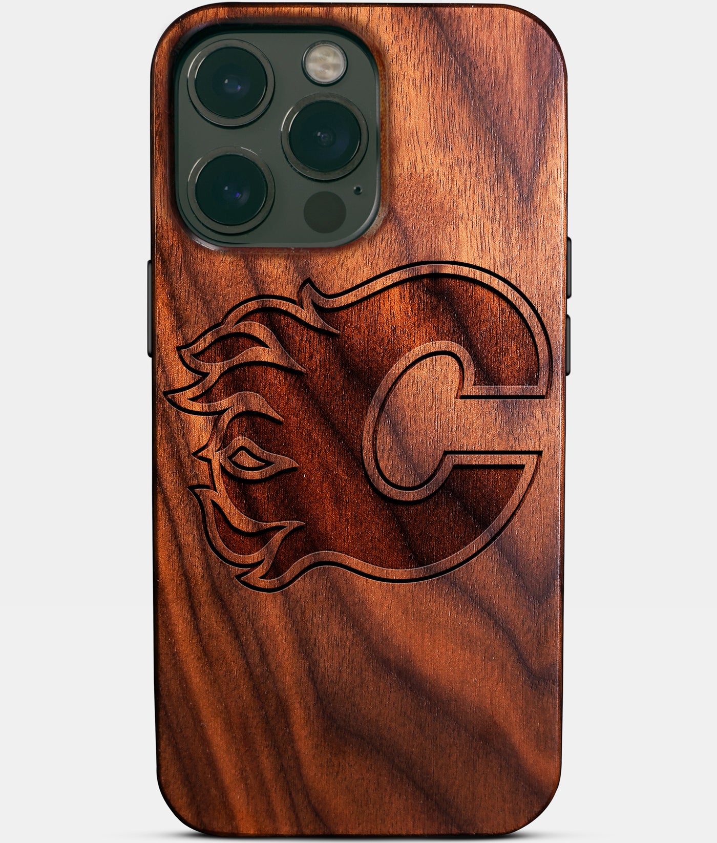 Custom Calgary Flames iPhone 14/14 Pro/14 Pro Max/14 Plus Case - Wood Calgary Flames Cover - Eco-friendly Calgary Flames iPhone 14 Case - Carved Wood Custom Calgary Flames Gift For Him - Monogrammed Personalized iPhone 14 Cover By Engraved In Nature