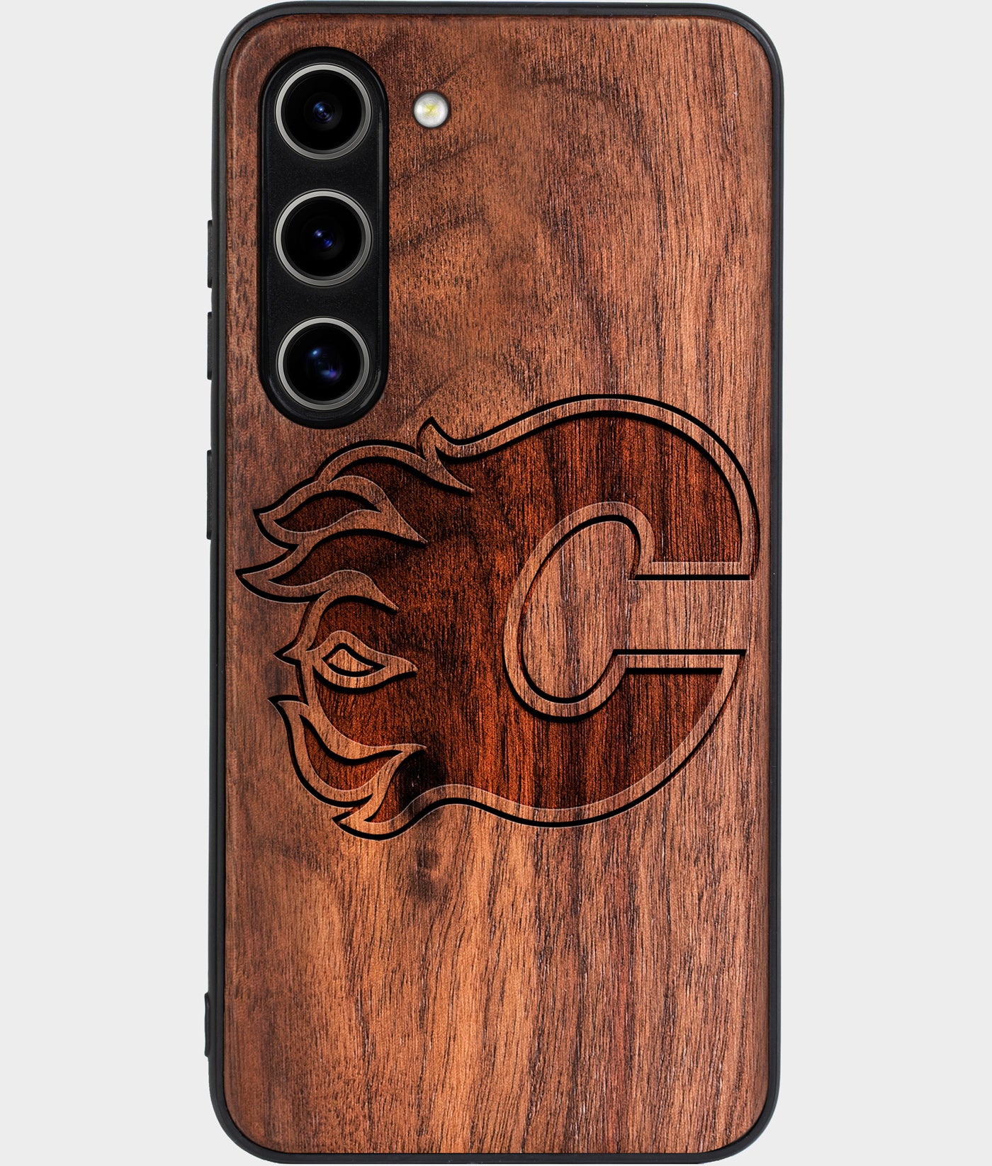 Best Wood Calgary Flames Samsung Galaxy S24 Plus Case - Custom Engraved Cover - Engraved In Nature