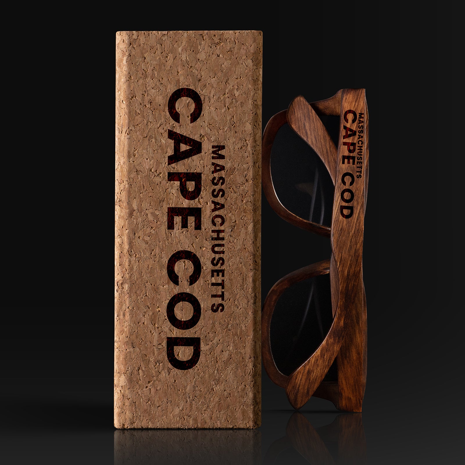 Cape Cod Massachusetts Wood Sunglasses with custom engraving. Custom Cape Cod Massachusetts Gifts For Men -  Sustainable Cape Cod Massachusetts eco friendly products - Personalized Cape Cod Massachusetts Birthday Gifts - Unique Cape Cod Massachusetts travel Souvenirs and gift shops. Cape Cod Massachusetts Wayfarer Eyewear and Shades wiith Box