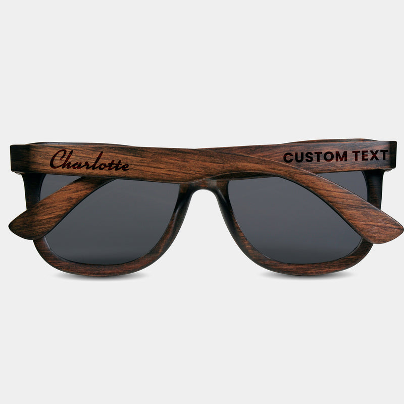 Charlotte North Carolina Wood Sunglasses with custom engraving. Custom Charlotte North Carolina Gifts For Men -  Sustainable Charlotte North Carolina eco friendly products - Personalized Charlotte North Carolina Birthday Gifts - Unique Charlotte North Carolina travel Souvenirs and gift shops. Charlotte North Carolina Wayfarer Eyewear and Shades 