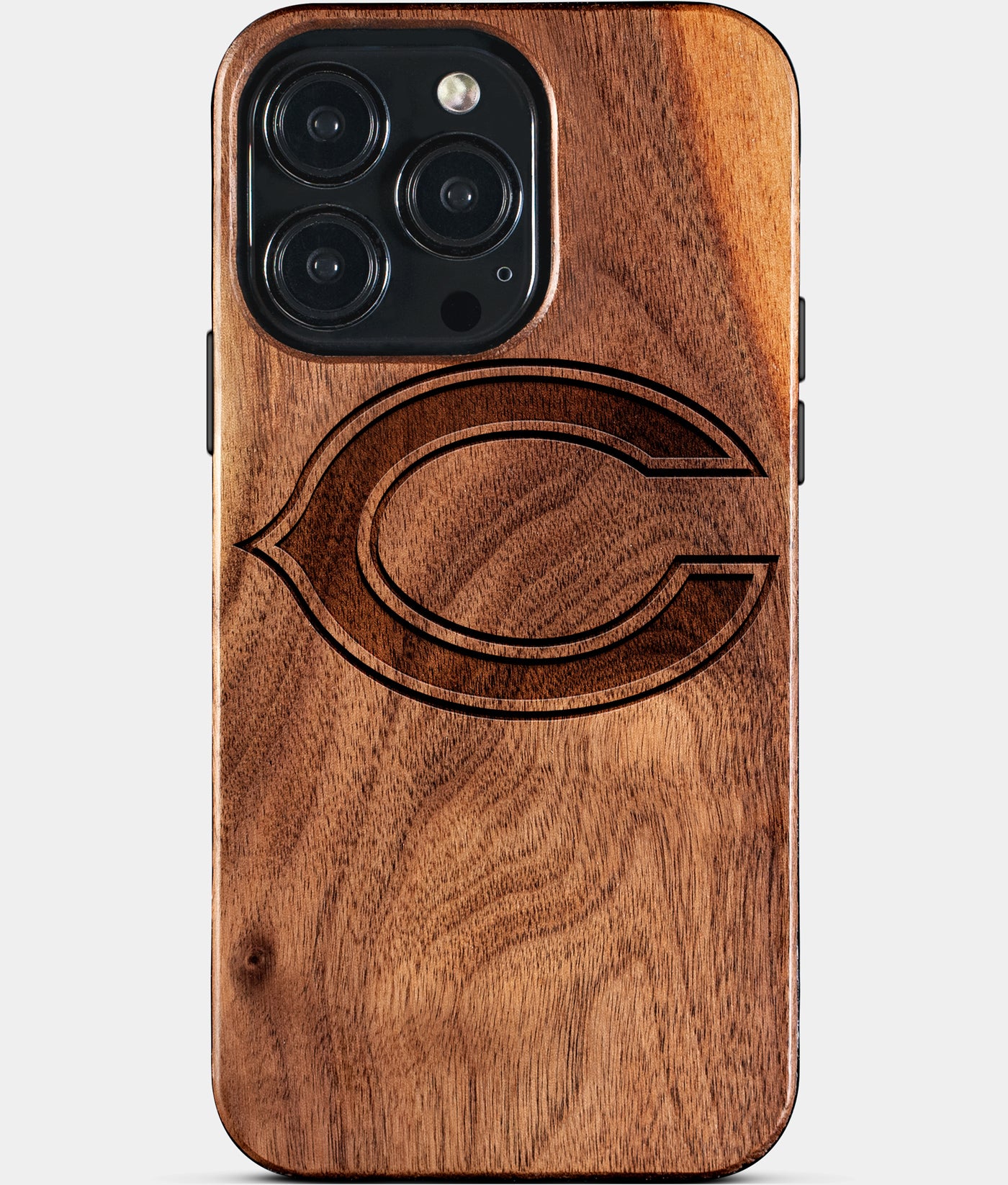 Custom Chicago Bears iPhone 15/15 Pro/15 Pro Max/15 Plus Case - Wood Chicago Bears Cover - Eco-friendly Chicago Bears iPhone 15 Case - Carved Wood Custom Chicago Bears Gift For Him - Monogrammed Personalized iPhone 15 Cover By Engraved In Nature