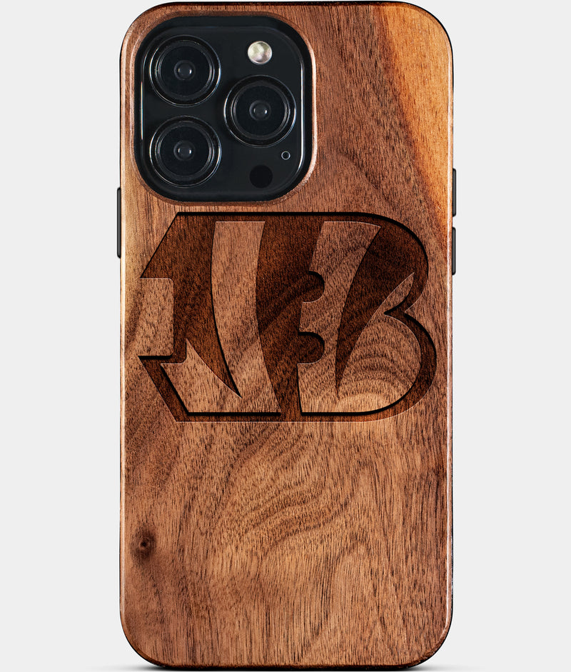 Custom Cincinnati Bengals iPhone 15/15 Pro/15 Pro Max/15 Plus Case - Wood Bengals Cover - Eco-friendly Cincinnati Bengals iPhone 15 Case - Carved Wood Custom Cincinnati Bengals Gift For Him - Monogrammed Personalized iPhone 15 Cover By Engraved In Nature