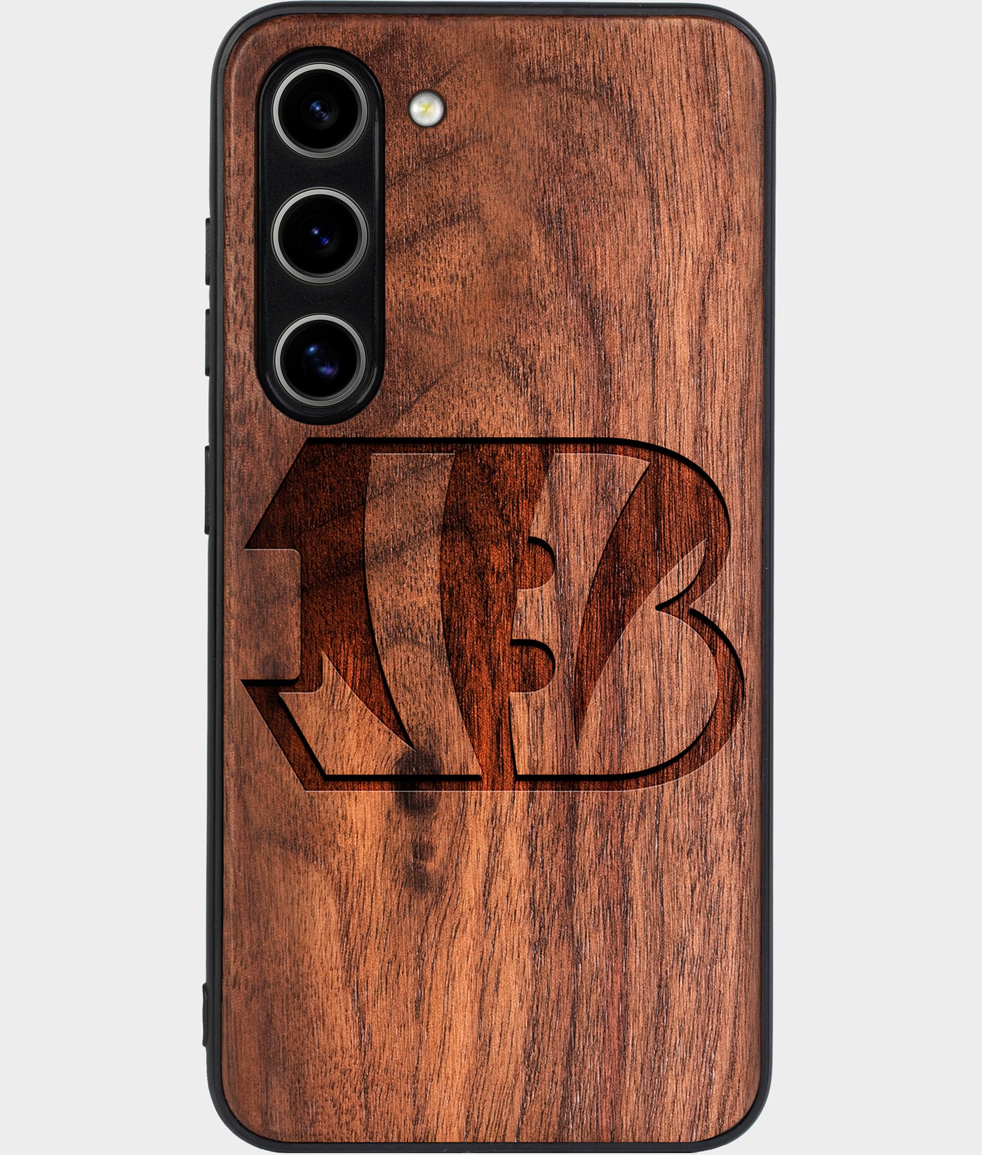 Best Wood Cincinnati Bengals Samsung Galaxy S24 Plus Case - Custom Engraved Cover - Engraved In Nature