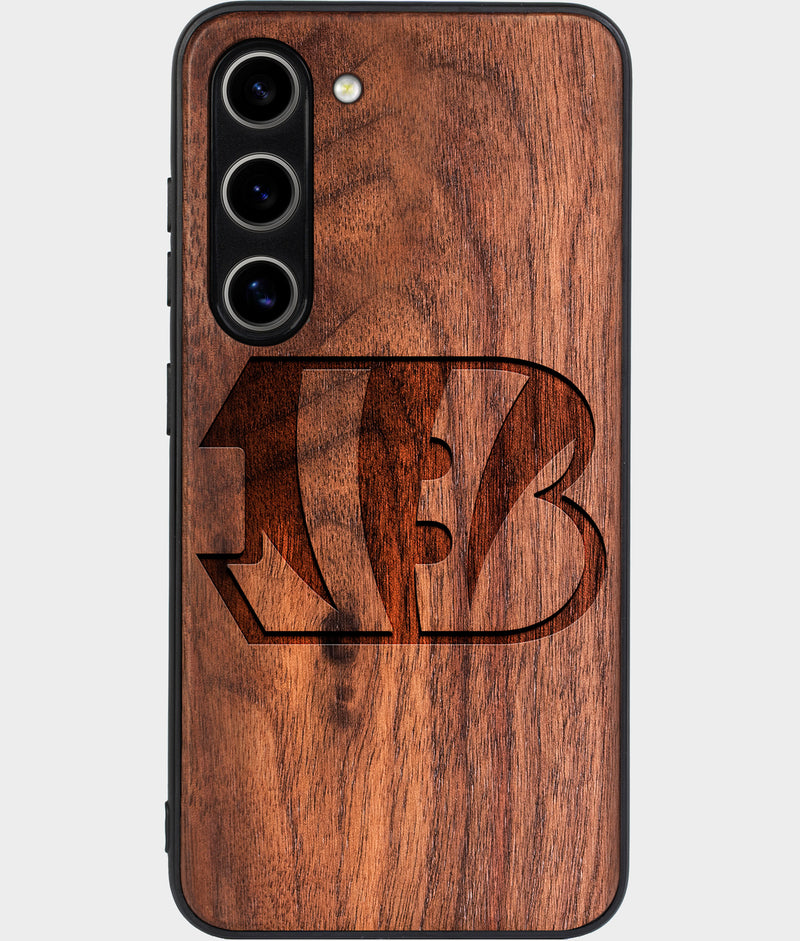 Best Wood Cincinnati Bengals Samsung Galaxy S24 Plus Case - Custom Engraved Cover - Engraved In Nature