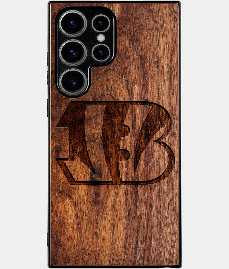 Best Wood Cincinnati Bengals Samsung Galaxy S24 Ultra Case - Custom Engraved Cover - Engraved In Nature