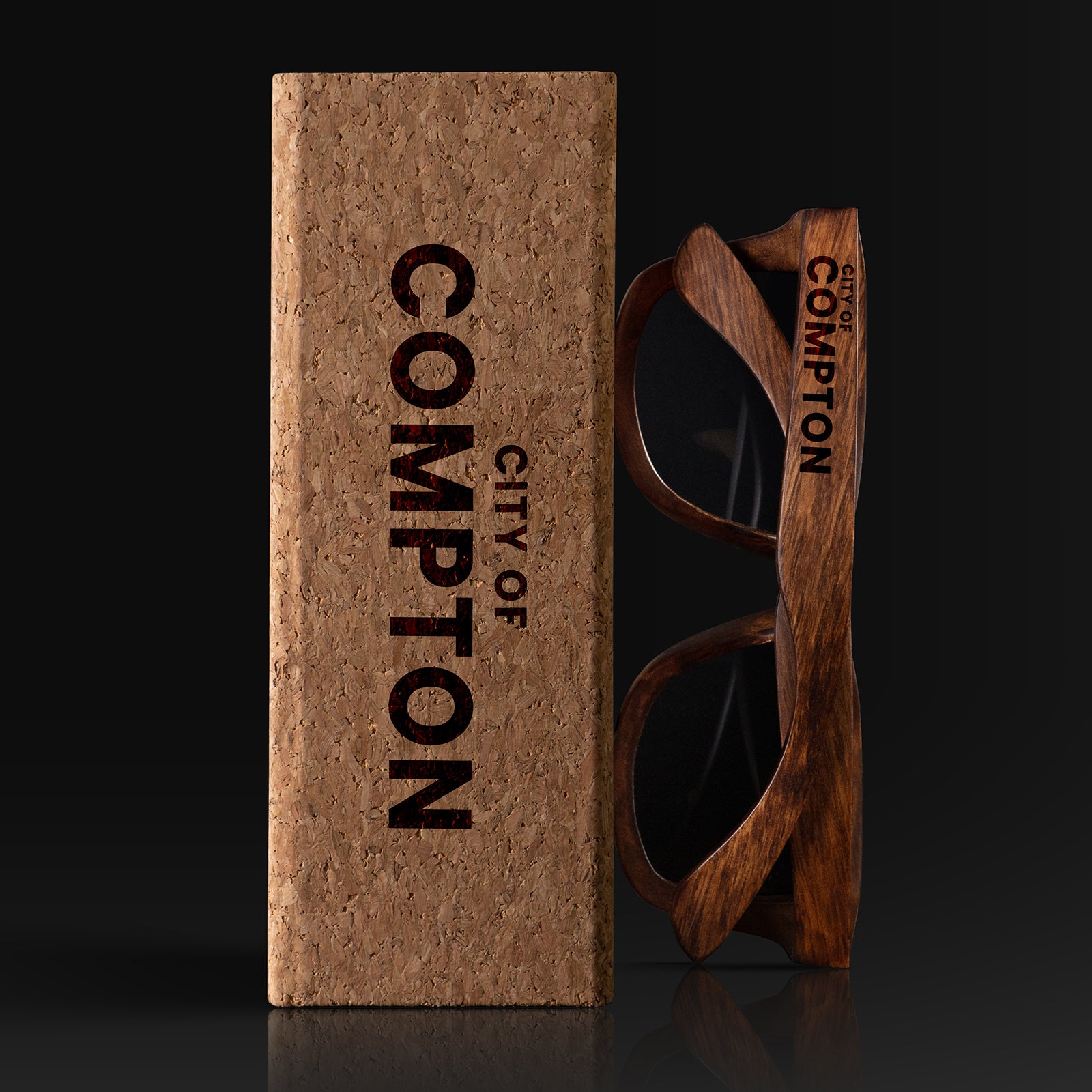 City of Compton California Wood Sunglasses with custom engraving. Custom City of Compton California Gifts For Men -  Sustainable City of Compton California eco friendly products - Personalized City of Compton California Birthday Gifts - Unique City of Compton California travel Souvenirs and gift shops. City of Compton California Wayfarer Eyewear and Shades wiith Box