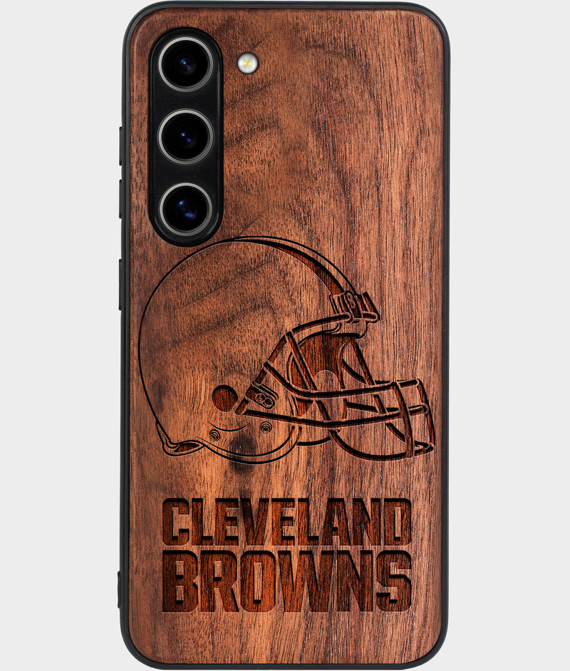 Best Wood Cleveland Browns Samsung Galaxy S24 Plus Case - Custom Engraved Cover - Engraved In Nature