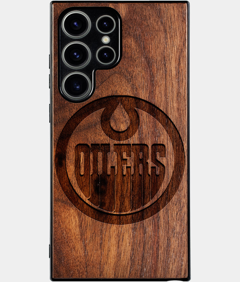 Best Wood Edmonton Oilers Samsung Galaxy S24 Ultra Case - Custom Engraved Cover - Engraved In Nature