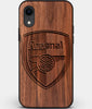 Custom Carved Wood Arsenal F.C. iPhone XR Case | Personalized Walnut Wood Arsenal F.C. Cover, Birthday Gift, Gifts For Him, Monogrammed Gift For Fan | by Engraved In Nature